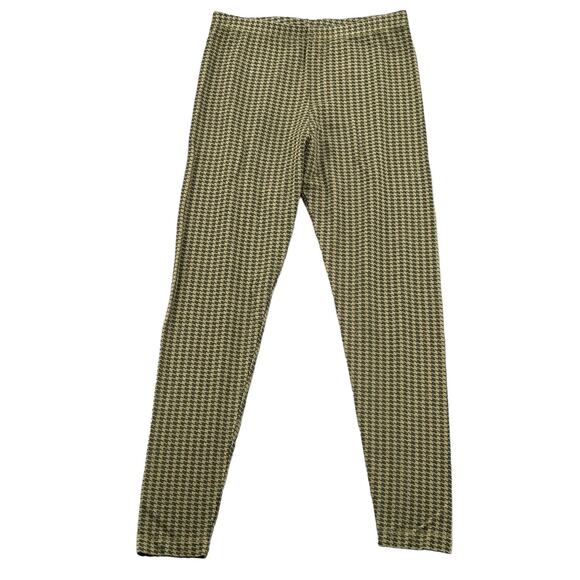 Bryn‎ Walker Leggings Womens Medium Green Black Houndstooth Stretch Lagenlook - Picture 1 of 5